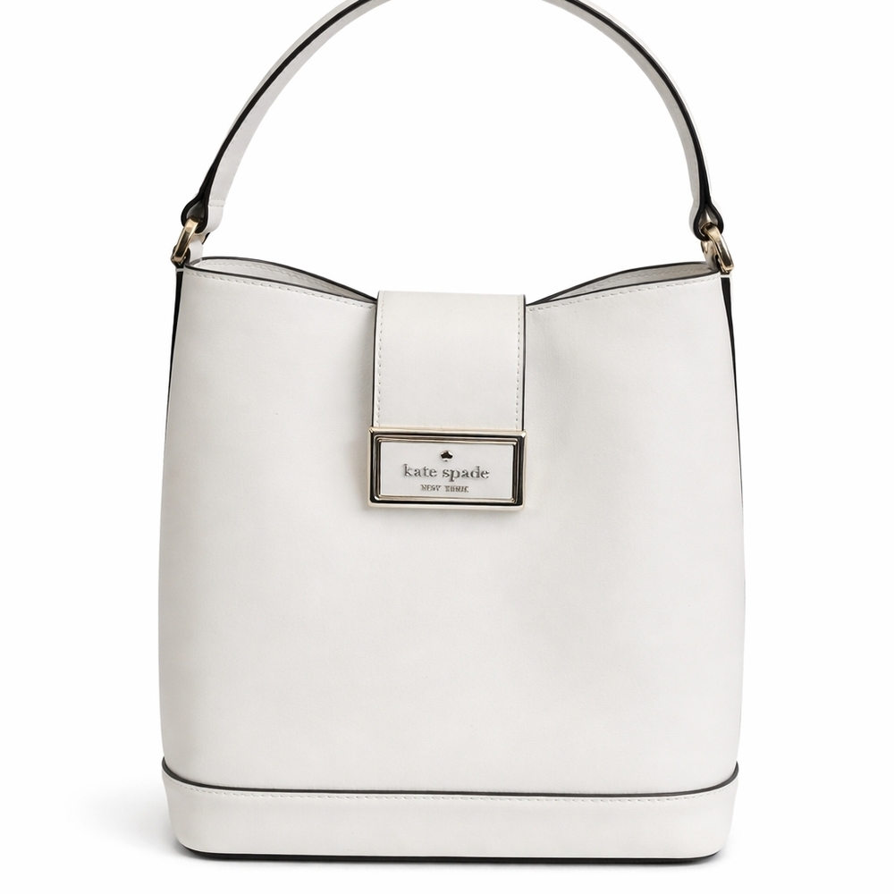 Kate Spade New York White Leather Bucket Bag | Gold Hardware